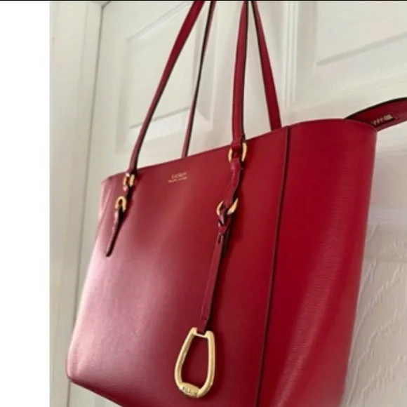 Ralph Lauren Red Leather Tote Bag - Picture 3 of 6